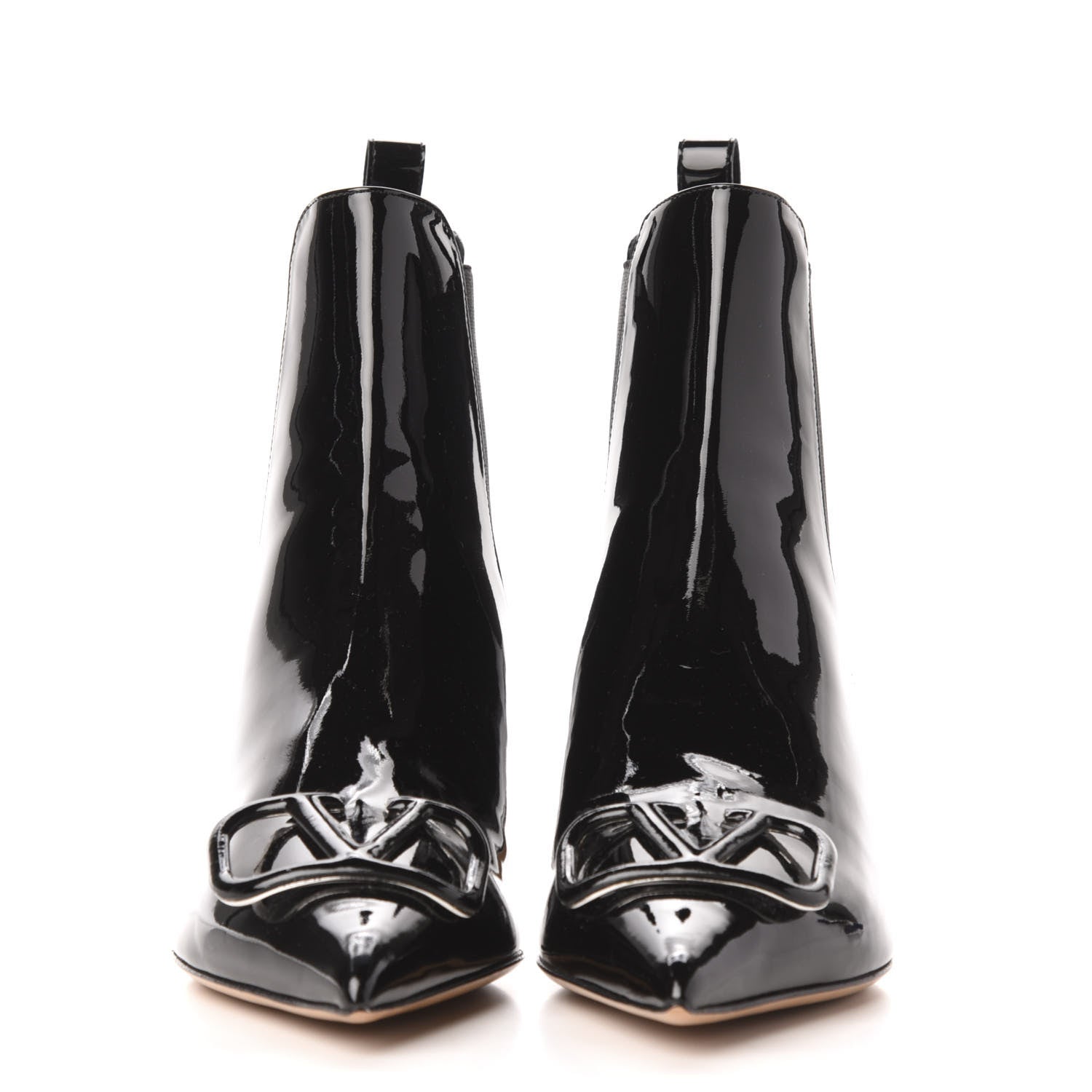 Valentino Garavani Patent VLogo Ankle Boots 37.5 Black 2 of 8