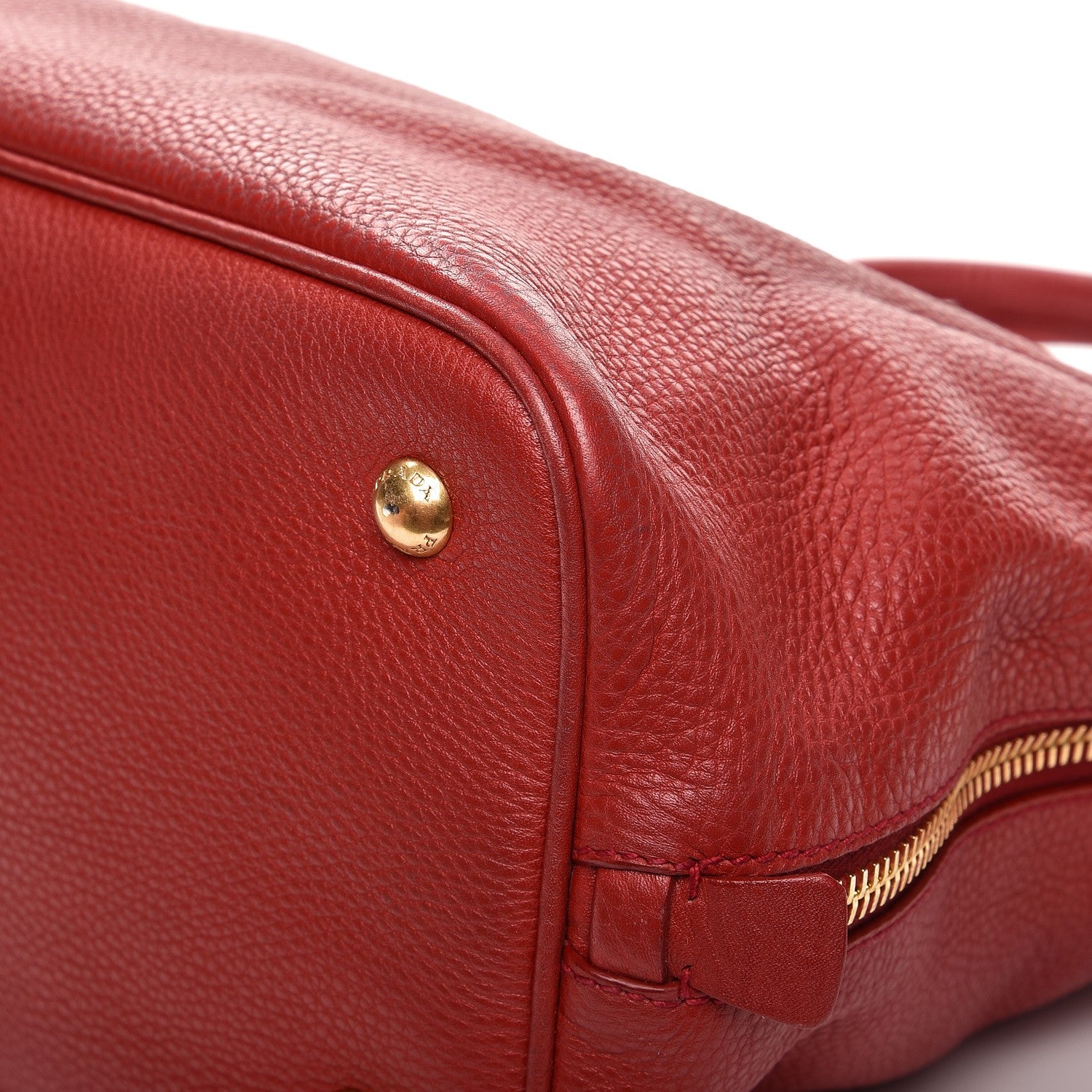 Prada Vitello Daino Side Zip Tote Rosso 16 of 16