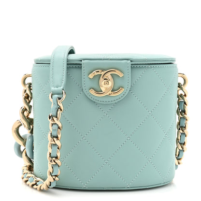 Chanel Lambskin Resin Elegant Chain Vanity Case Light Blue 1 of 13