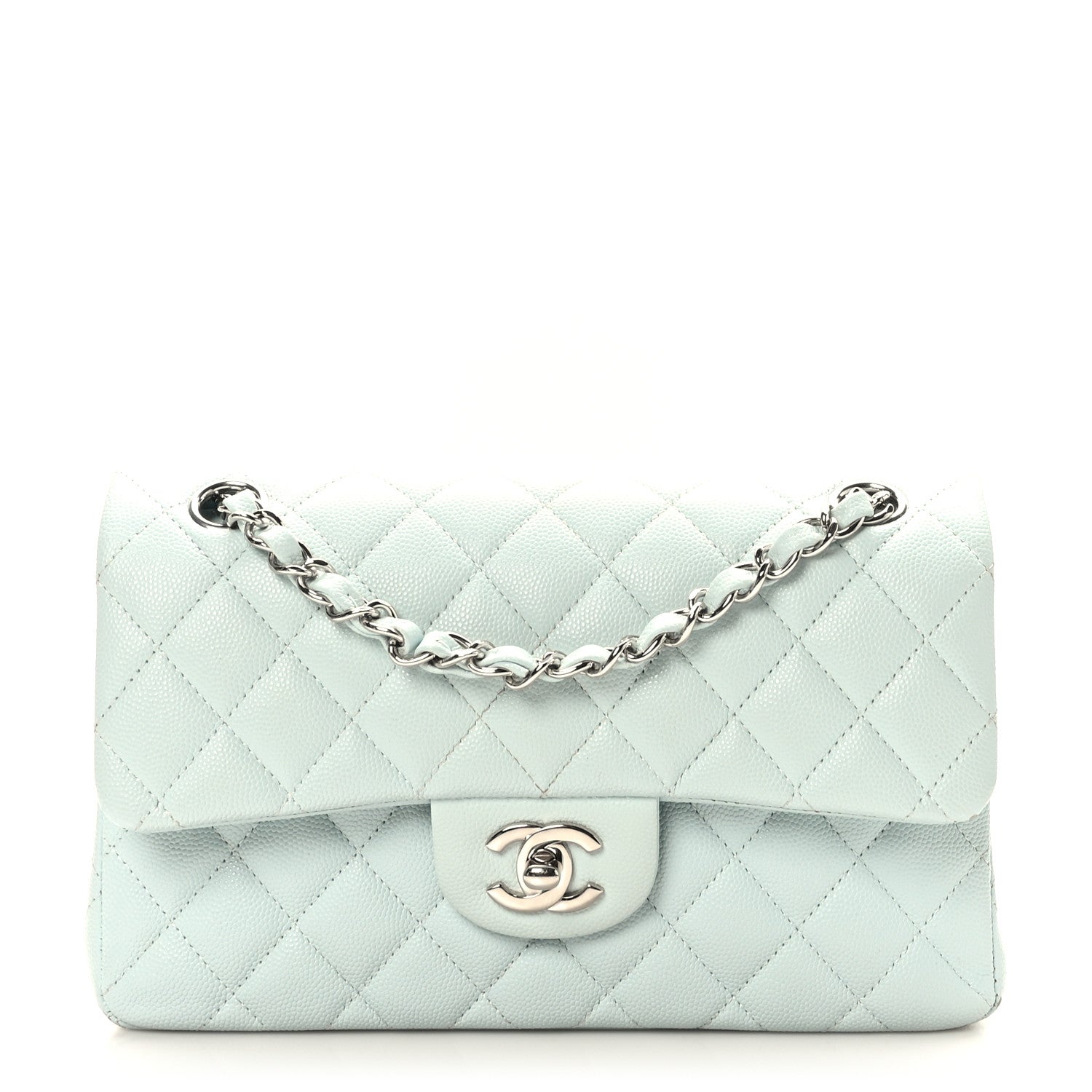 Chanel Caviar Quilted Small Double Flap Light Blue 1 of 9