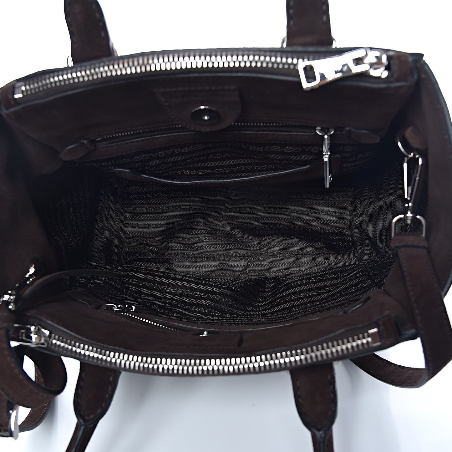 Suede Scamosciato Stitched Small Twin Pocket Tote Cenere