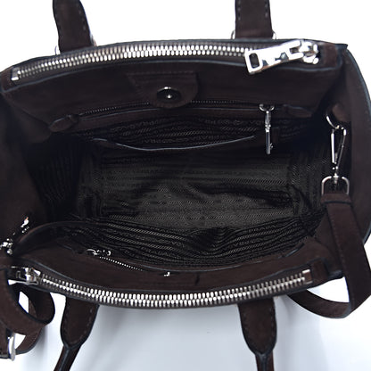 Prada Suede Scamosciato Stitched Small Twin Pocket Tote Cenere 5 of 9