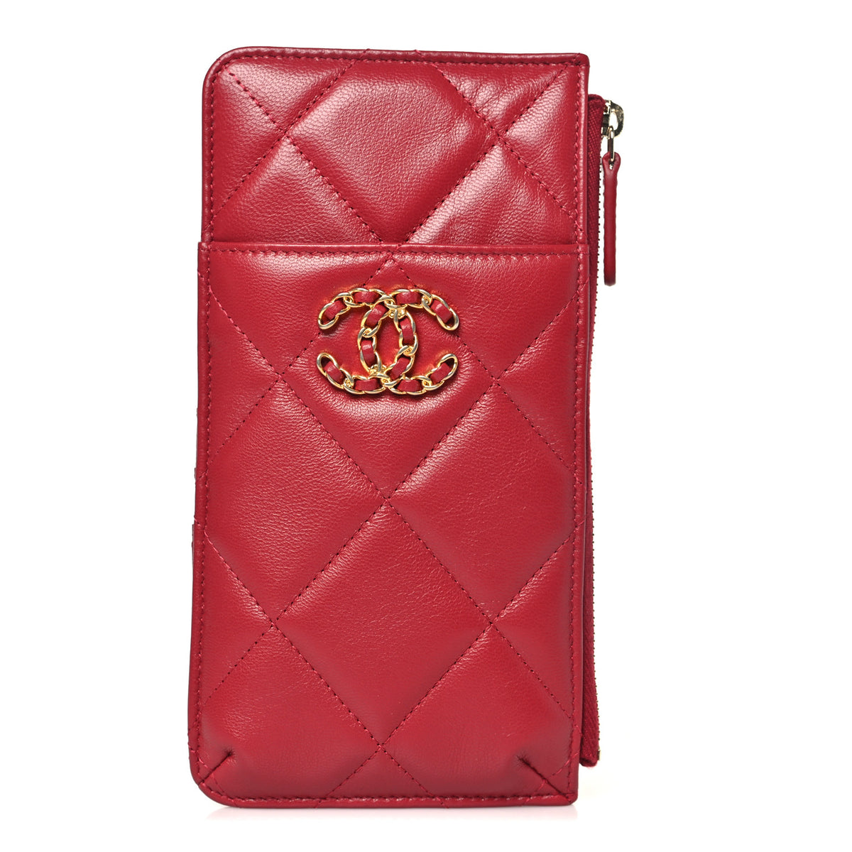 Chanel Lambskin Quilted Chanel 19 Phone and Card Holder Red 1 of 11