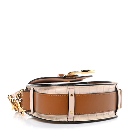 Chloe Calfskin Crocodile Embossed Small Tess Bag Cement Pink 4 of 13