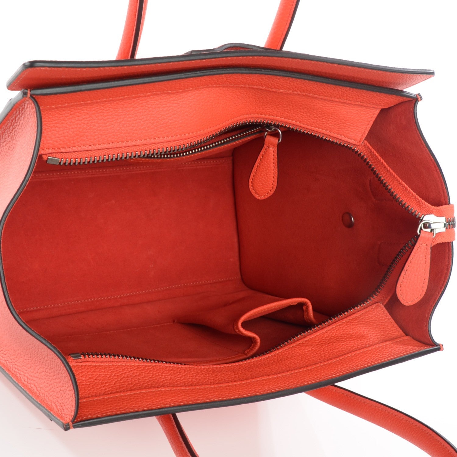 Celine Drummed Calfskin Micro Luggage Vermillion 5 of 9