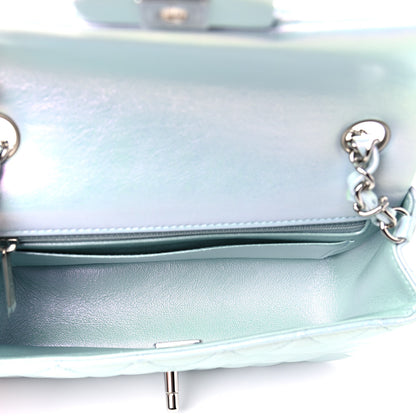 Chanel Iridescent Calfskin Quilted Mini Rectangular Flap Light Blue 5 of 13