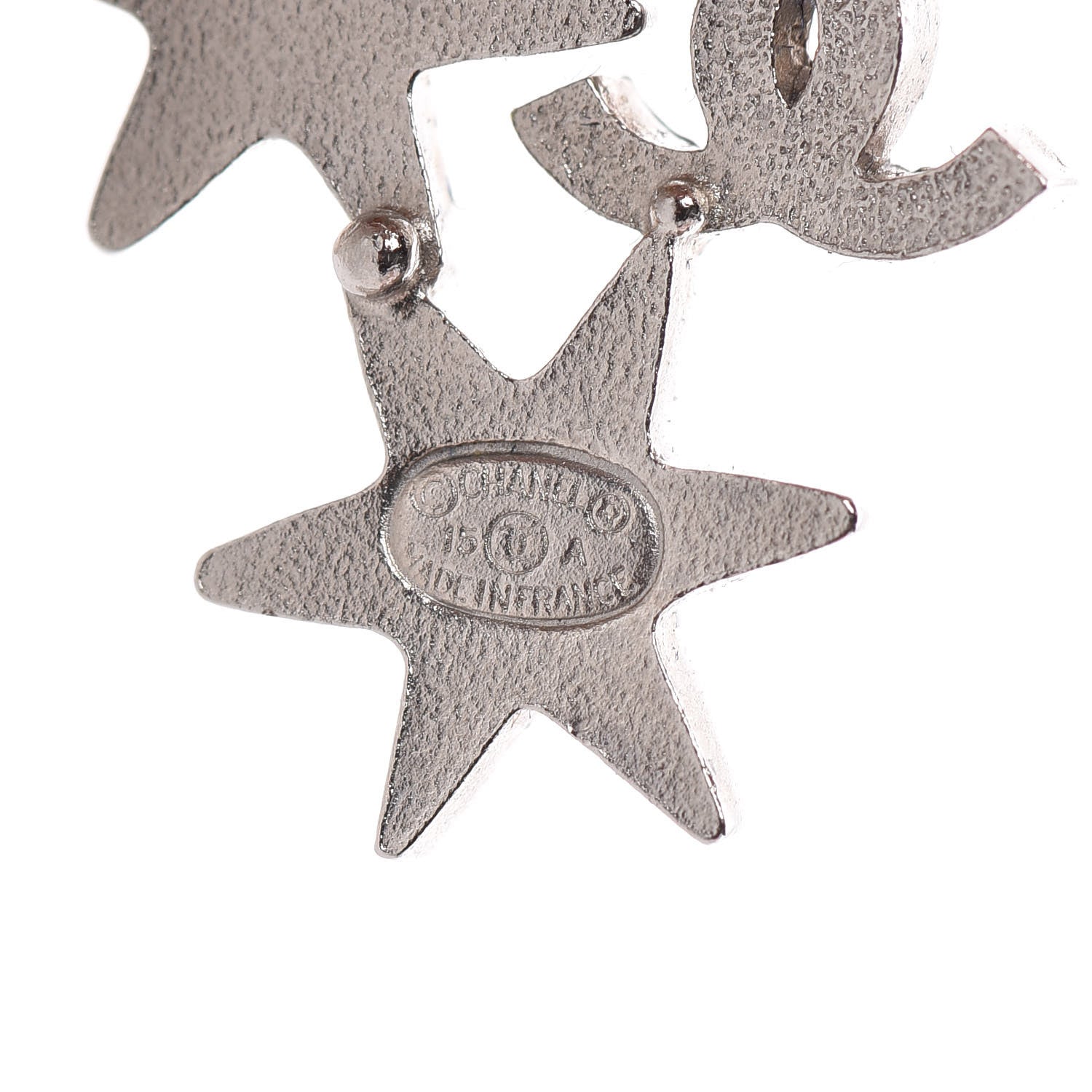Chanel Crystal CC Star Earrings Silver 4 of 4