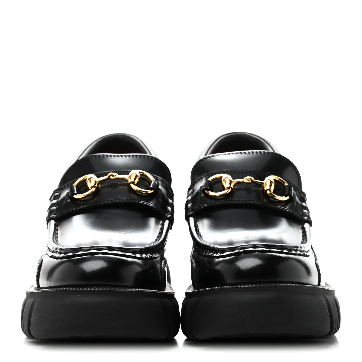 Magnum Calfskin Nappa Samoa Womens Horsebit Platform Chunky Lug Sole 40mm Loafers 40 Black