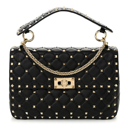 Valentino Garavani Lambskin Medium Rockstud Spike Shoulder Bag Black 1 of 12