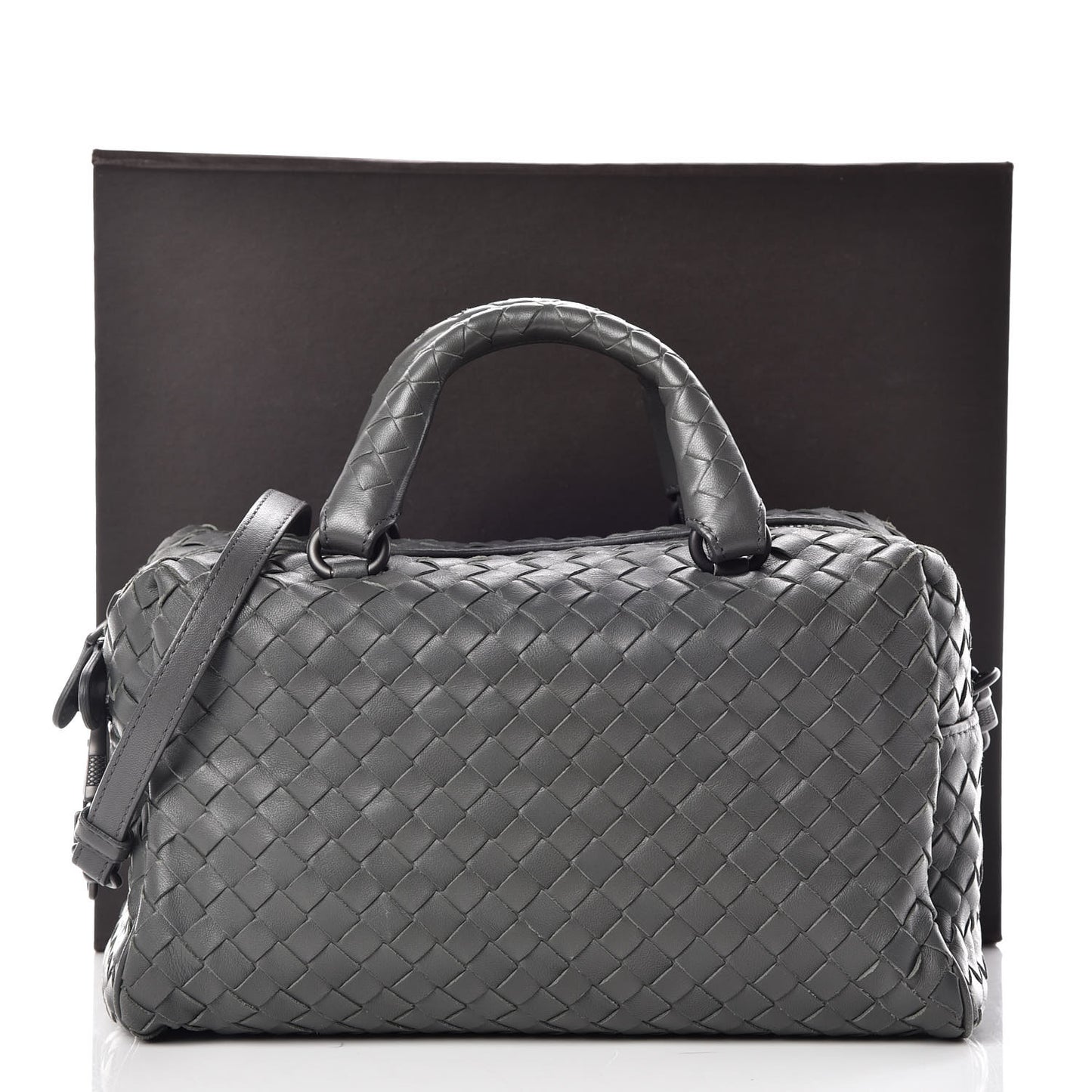 Nappa Intrecciato Mini Boston Light Grey