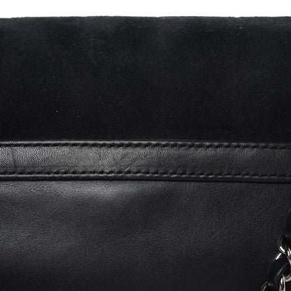 Chanel Suede Lambskin Square Stitched CC Flap Bag Black 10 of 13