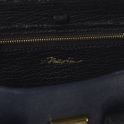 3.1 Phillip Lim 3.1 Textured Calfskin Bi-Color Mini Pashli Satchel Black Navy 8 of 10