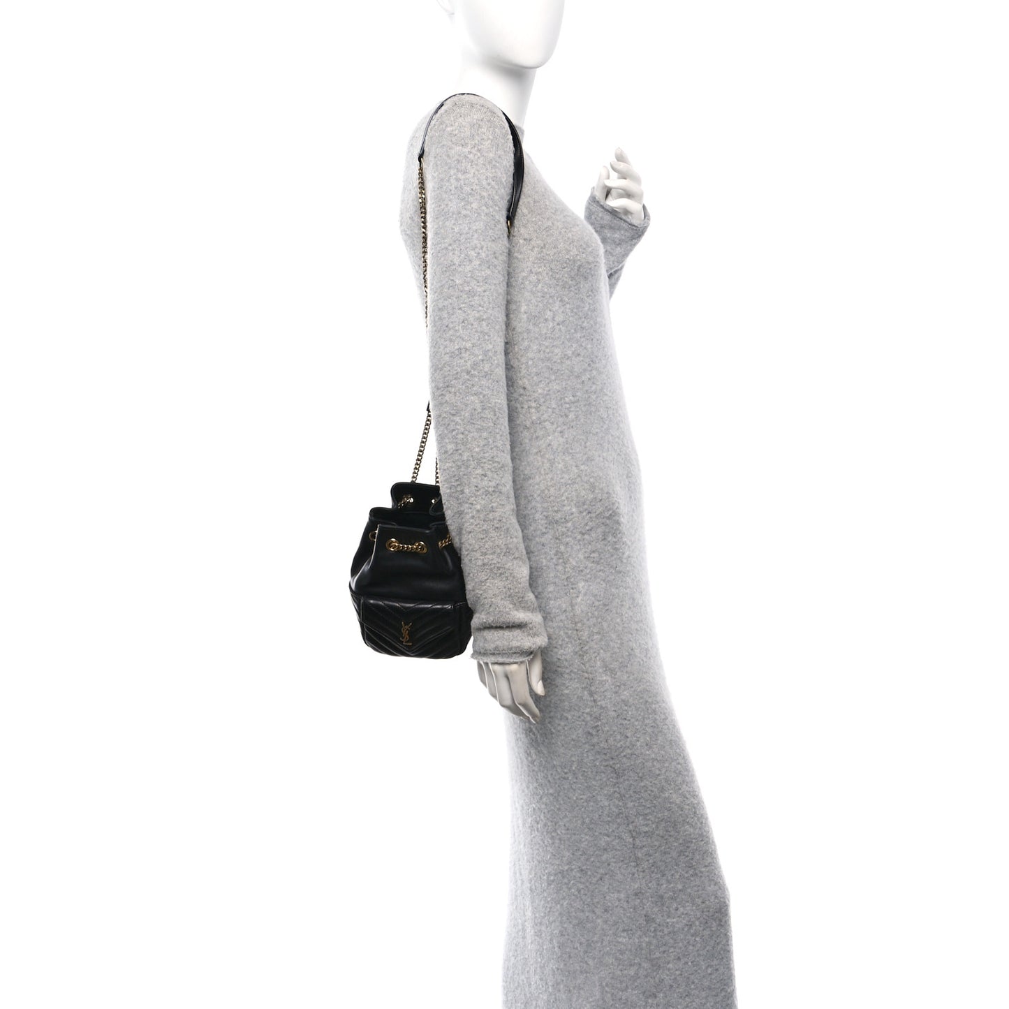 Lambskin Matelasse Monogram Joe Nano Bucket Bag Black