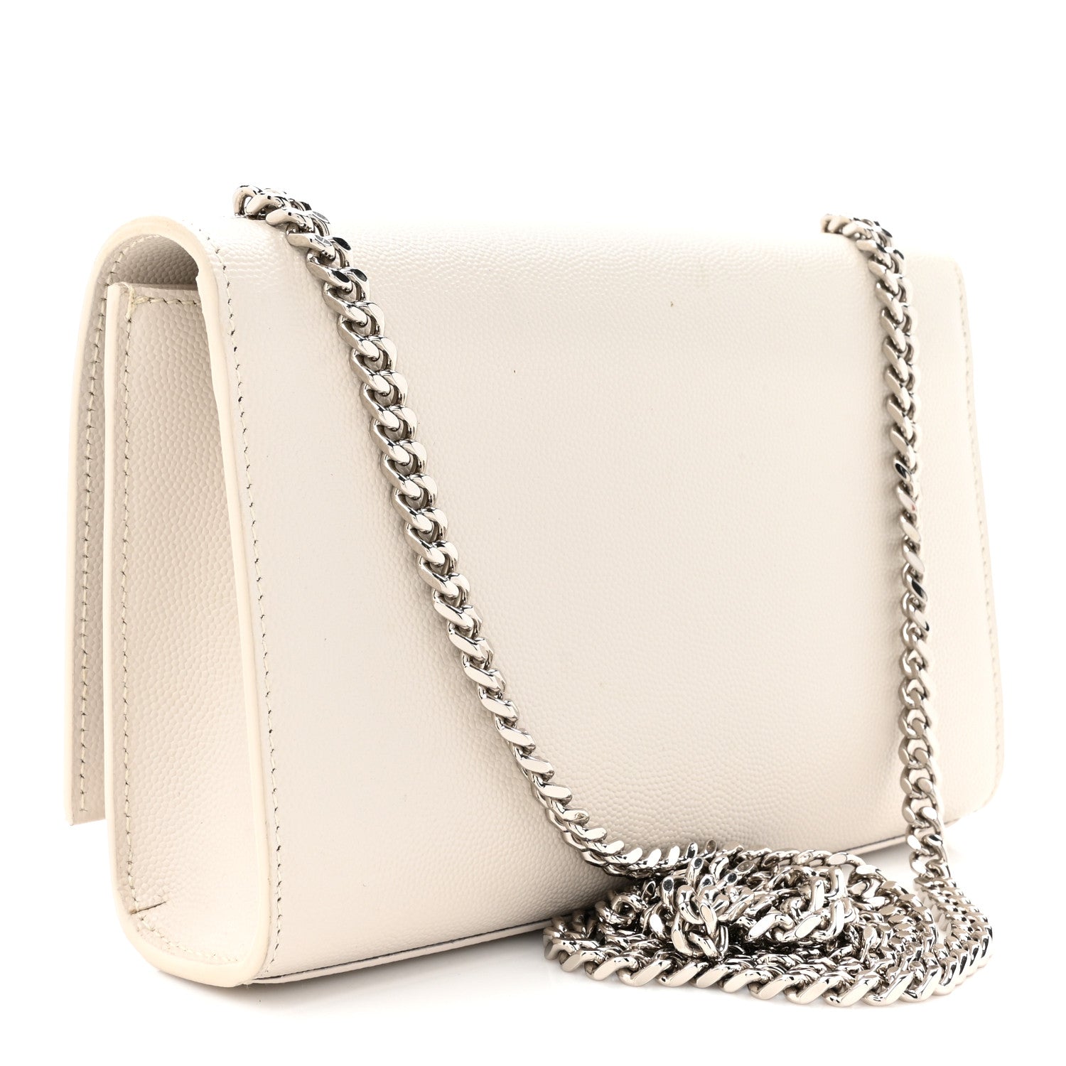 Saint Laurent Grain De Poudre Small Classic Monogram Kate Tassel Satchel Icy White 3 of 17