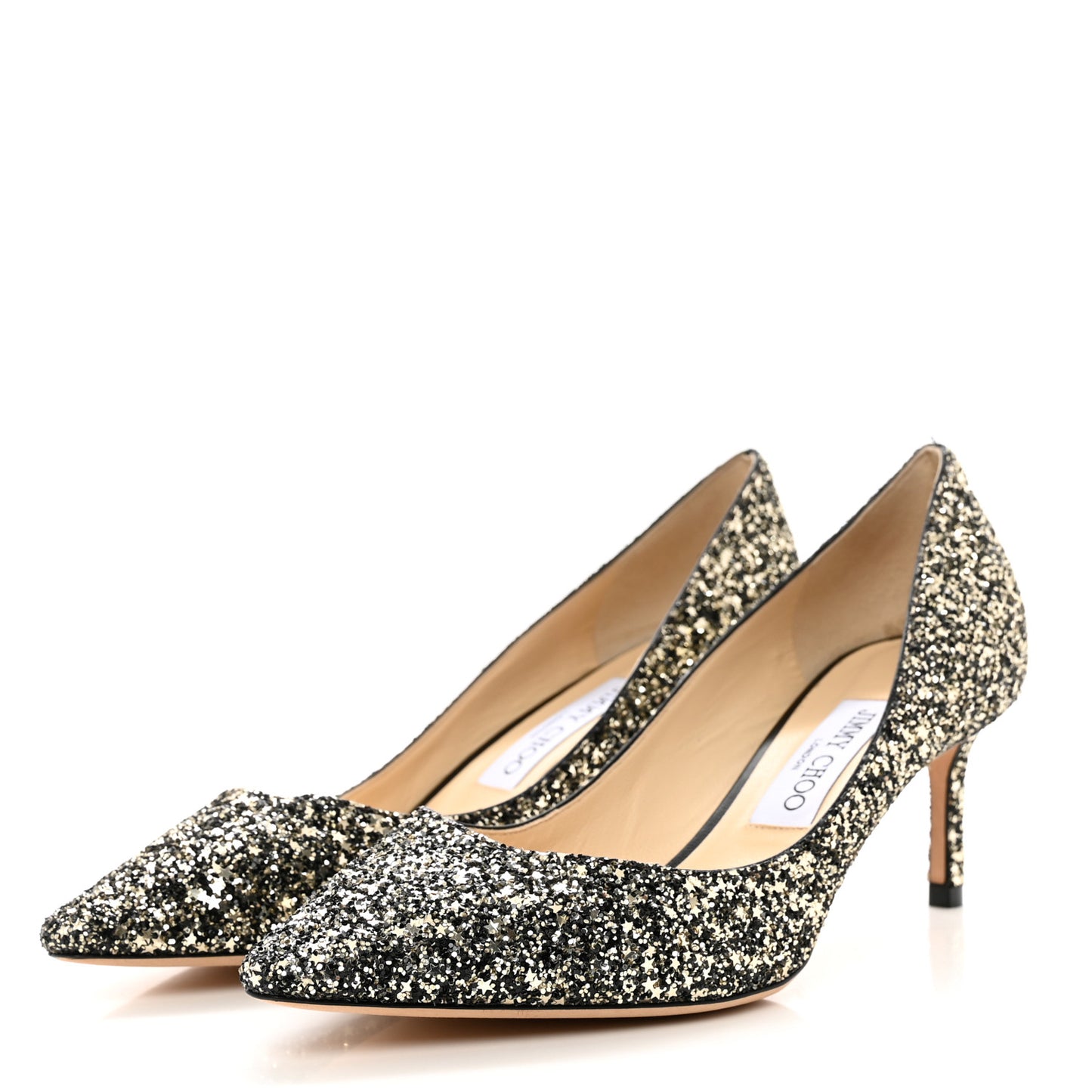 Glitter Pointy Toe Romy 60 Pumps 38.5 Gold Mix
