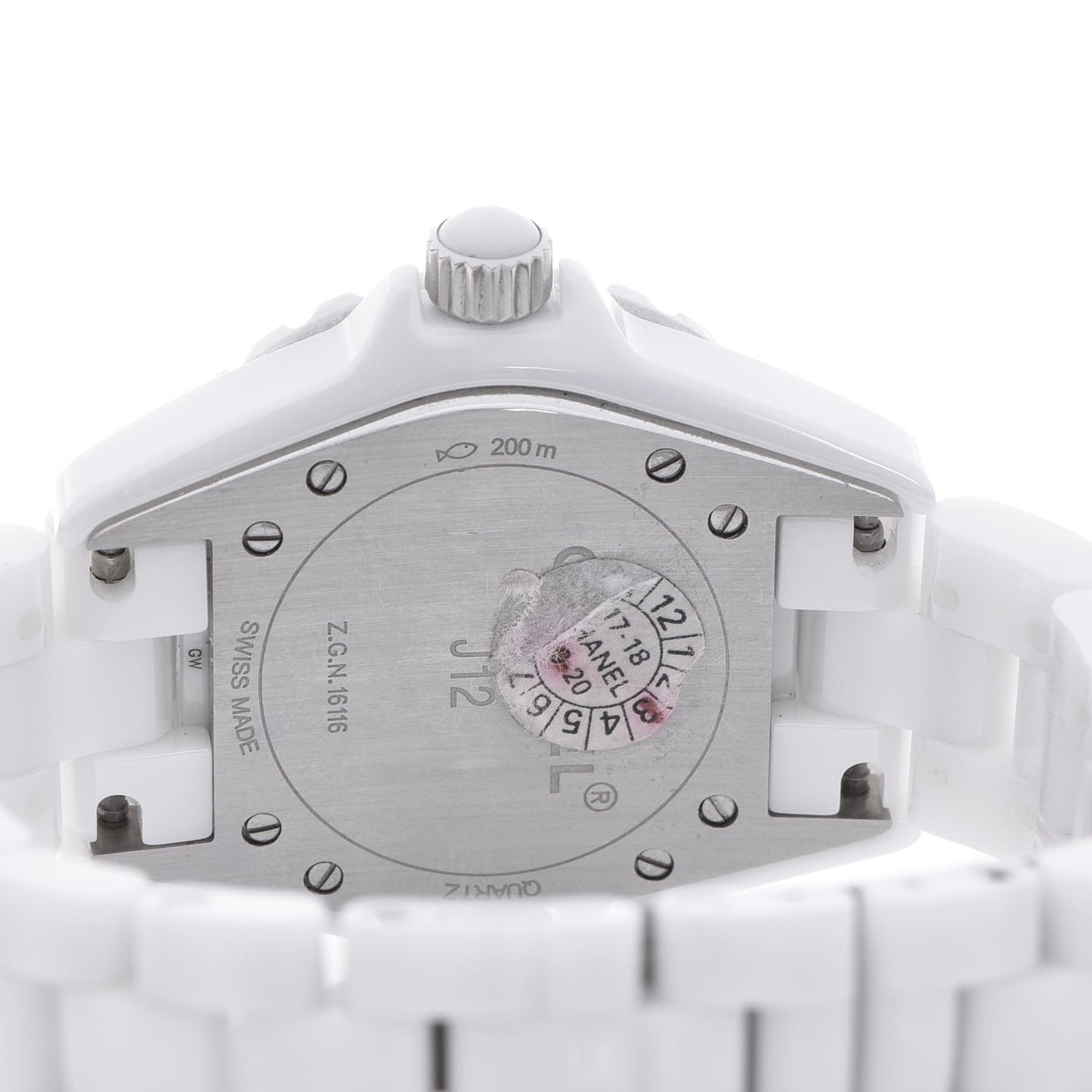 Stainless Steel Ceramic Diamond 33mm J12 Quartz Watch White