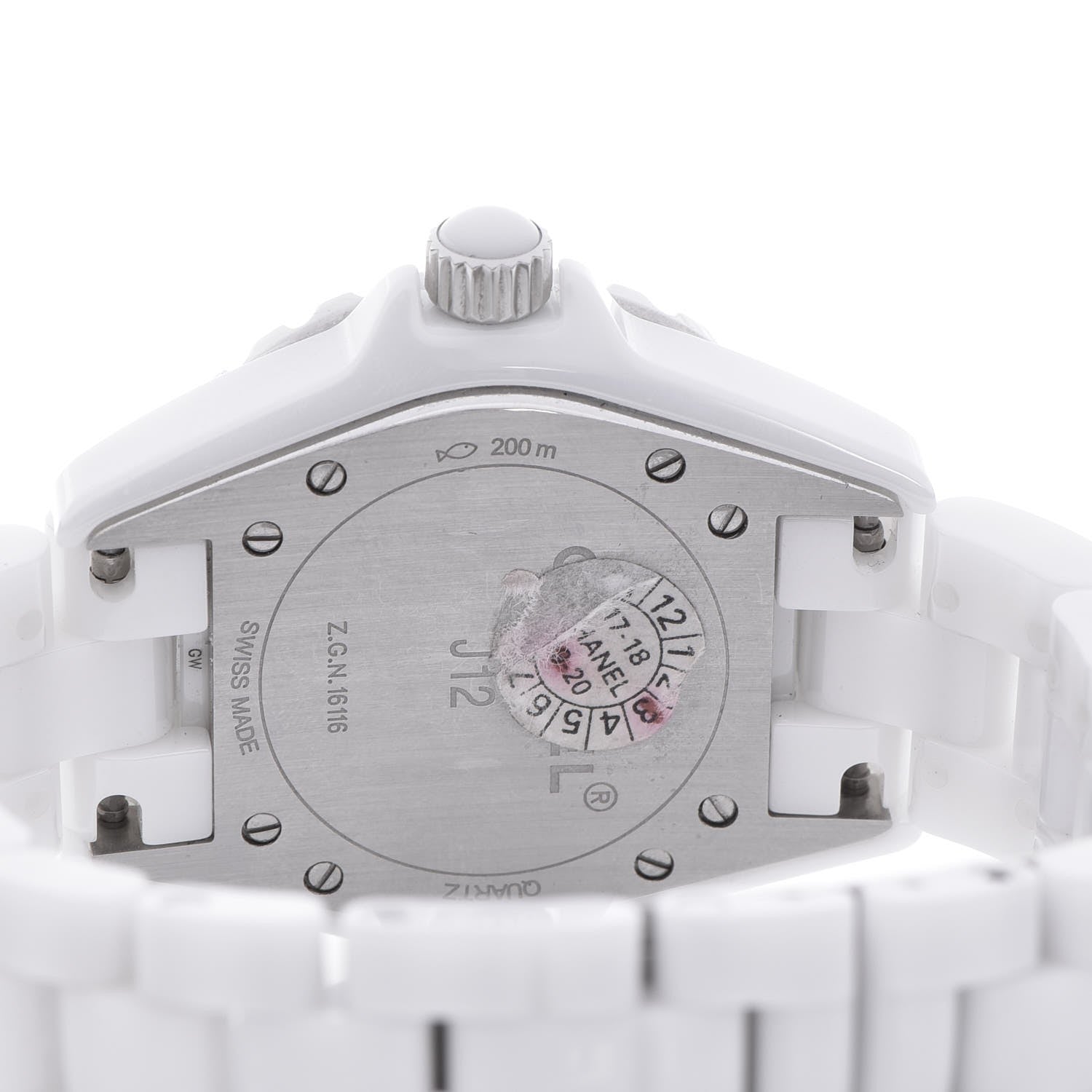 Chanel Stainless Steel Ceramic Diamond 33mm J12 Quartz Watch White 5 of 8