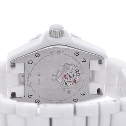 Chanel Stainless Steel Ceramic Diamond 33mm J12 Quartz Watch White 5 of 8