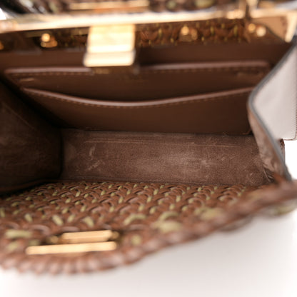 Fendi Vitello King Shiny Nappa Intreccio Petite Peekaboo I SEE U Satchel Gianduia 5 of 11