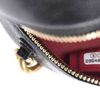 Chanel Shiny Goatskin Quilted 19 Round Clutch With Chain Black 10 of 11