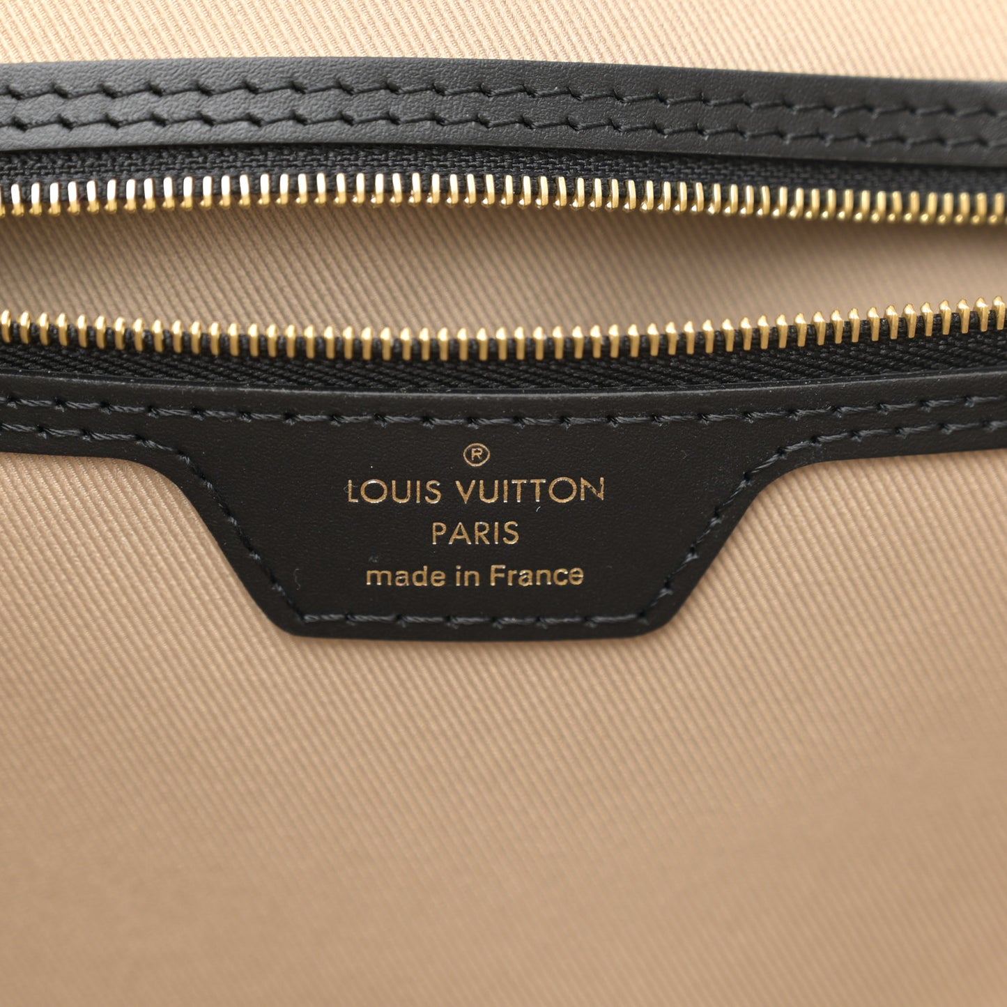Cotton Monogram Embroidered Neverfull MM Beige Black