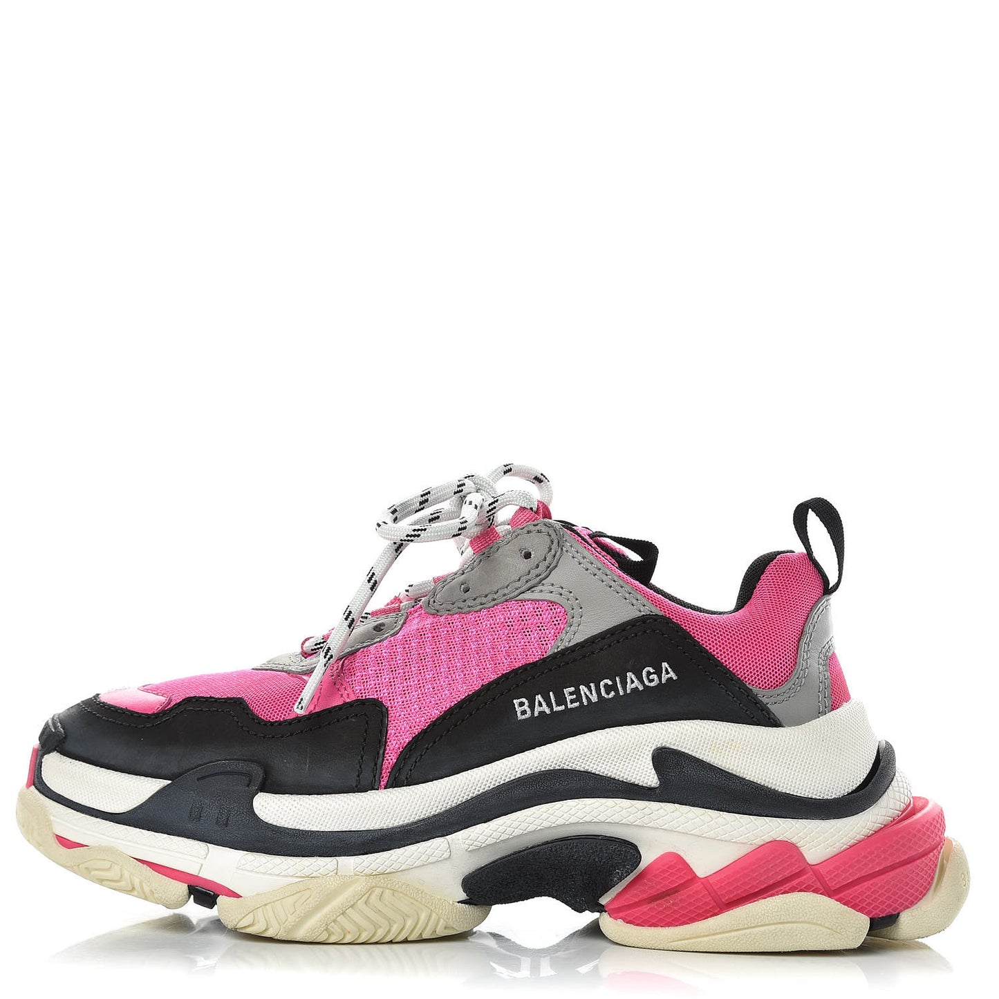 Fabric Mesh Womens Triple S Sneakers 38 Fluo Pink Grey White