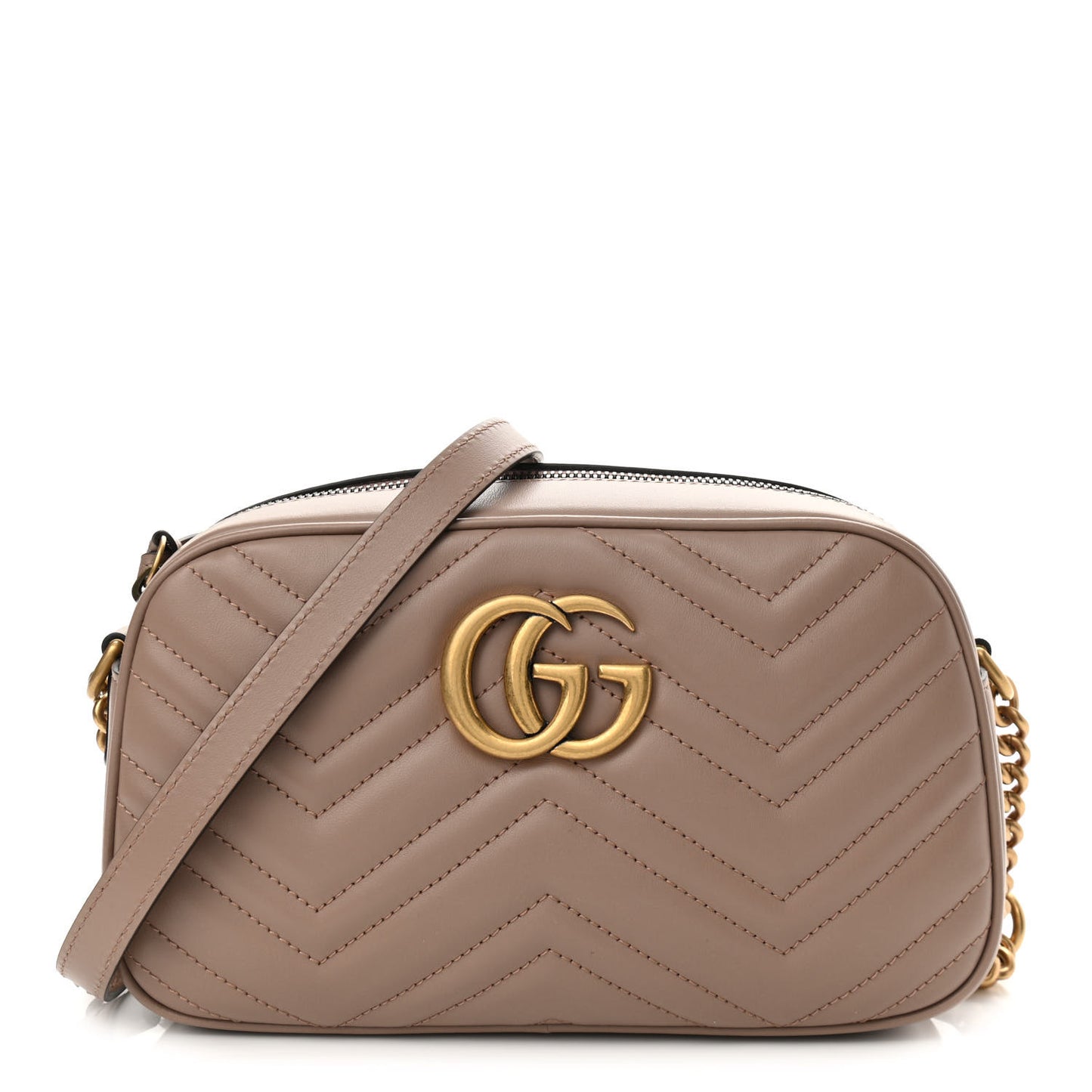 Calfskin Matelasse Small GG Marmont Chain Shoulder Bag Porcelain Rose