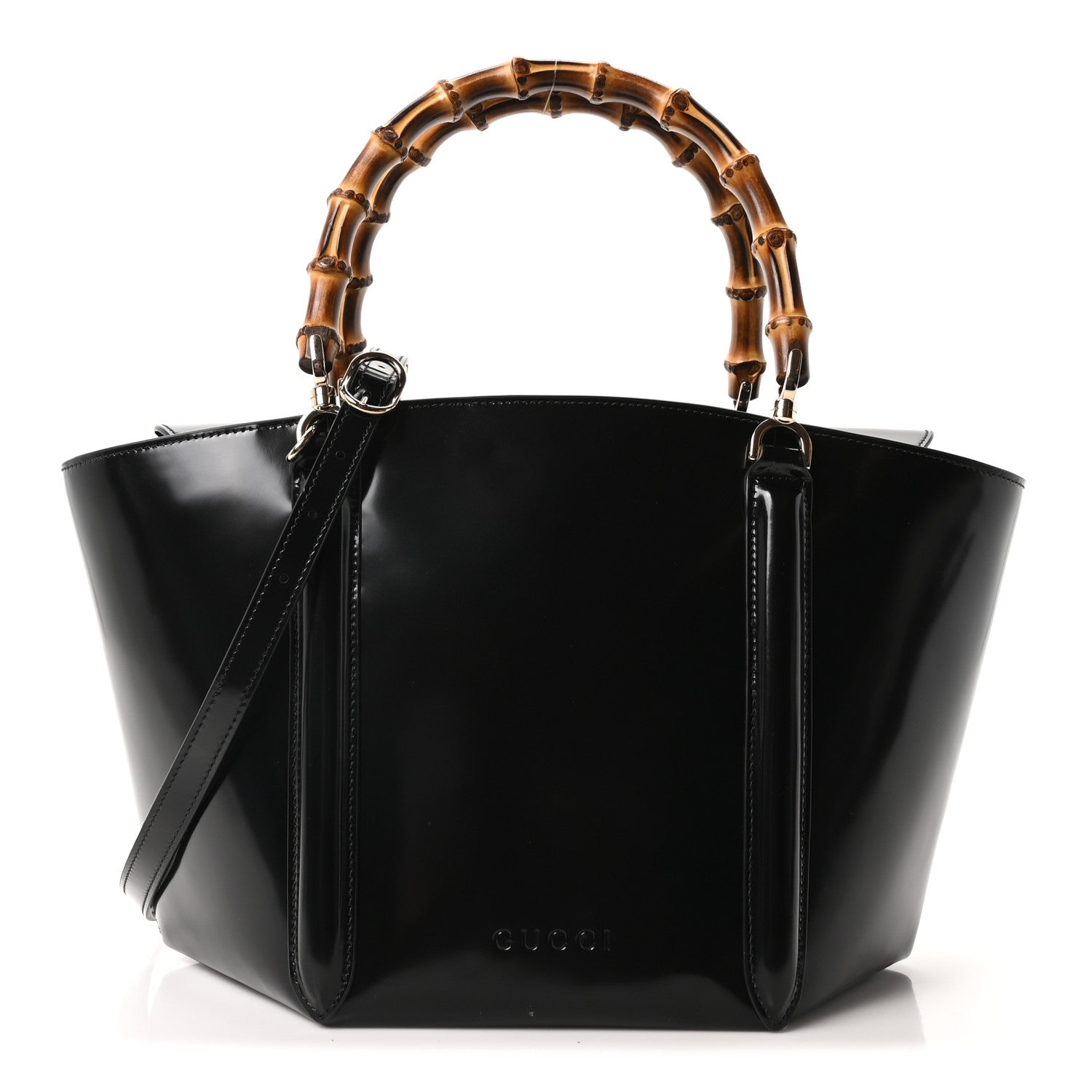 Gucci Spice Lux Nappa Bamboo Basket Bag Black 1 of 10