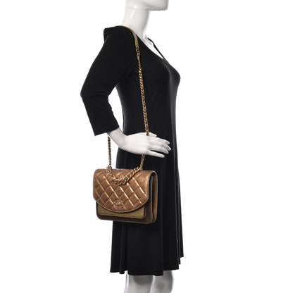 Chanel Metallic Lambskin Caviar Quilted Chain Handle Flap Bronze 2 of 8