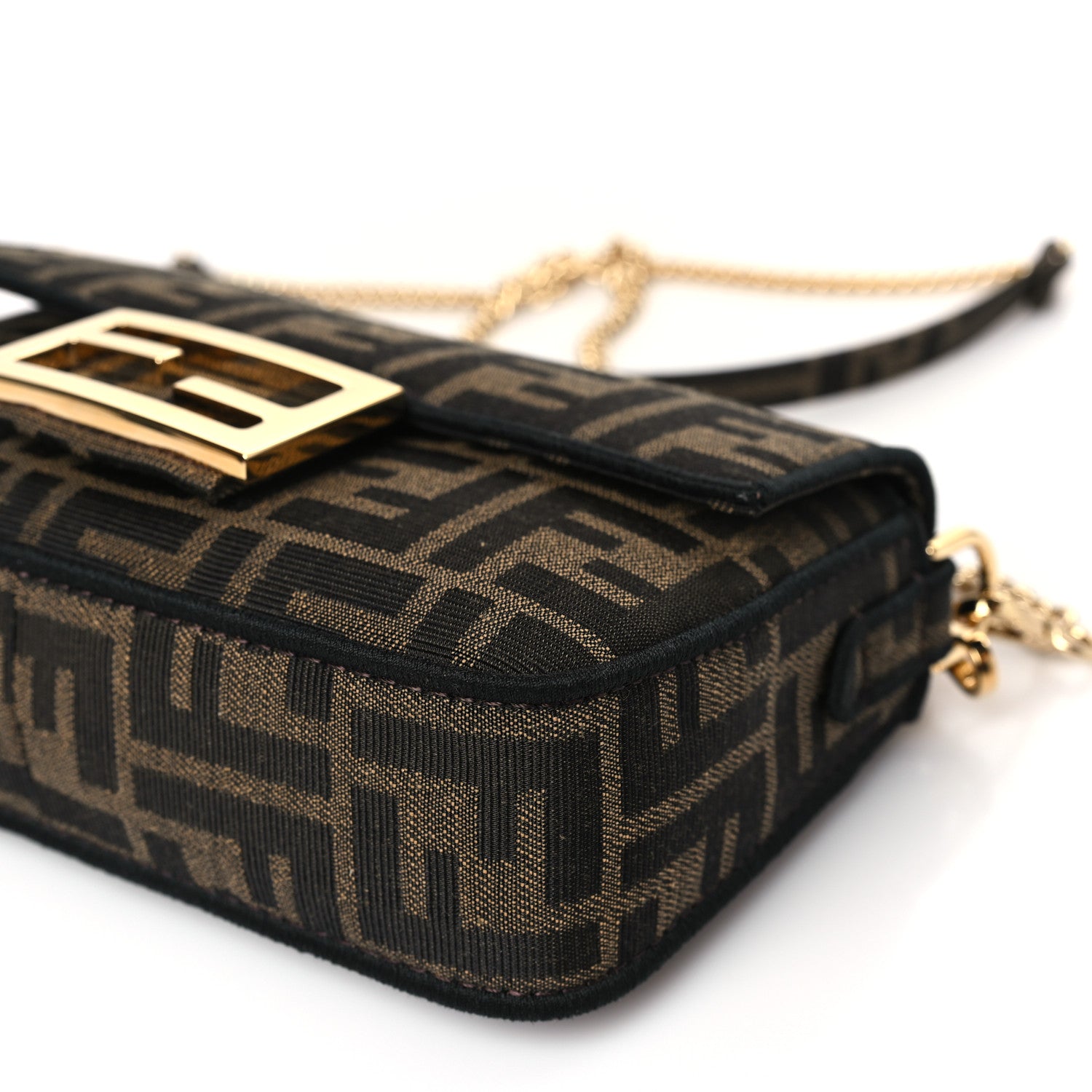 Fendi Fabric Jacquard FF 1974 Mini Baguette Tobacco Moro Black 9 of 9
