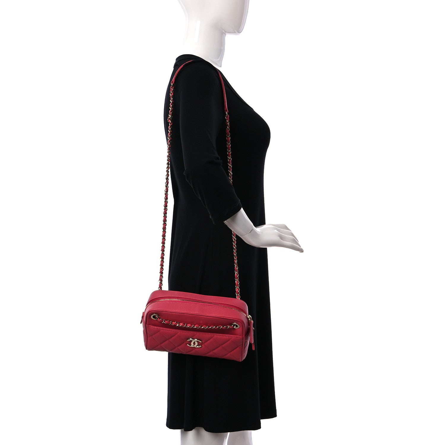 Chanel Caviar Quilted Small In & Out Camera Case Pink 2 of 9