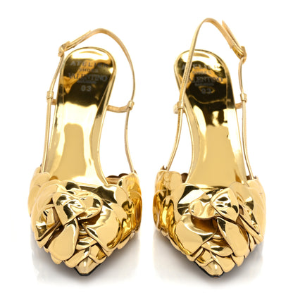 Valentino Garavani Metallic Calfskin Atelier 03 Rose Edition Slingback 110mm Pumps 37.5 Antique Brass 2 of 11