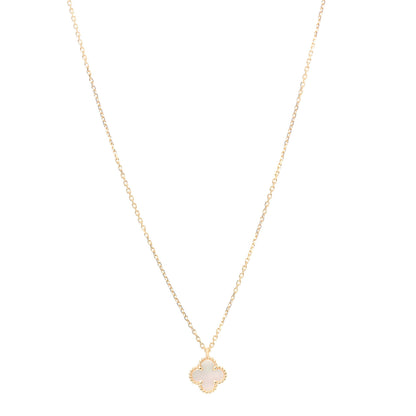 Van Cleef & Arpels 18K Yellow Gold Mother of Pearl Sweet Alhambra Pendant Necklace 1 of 7