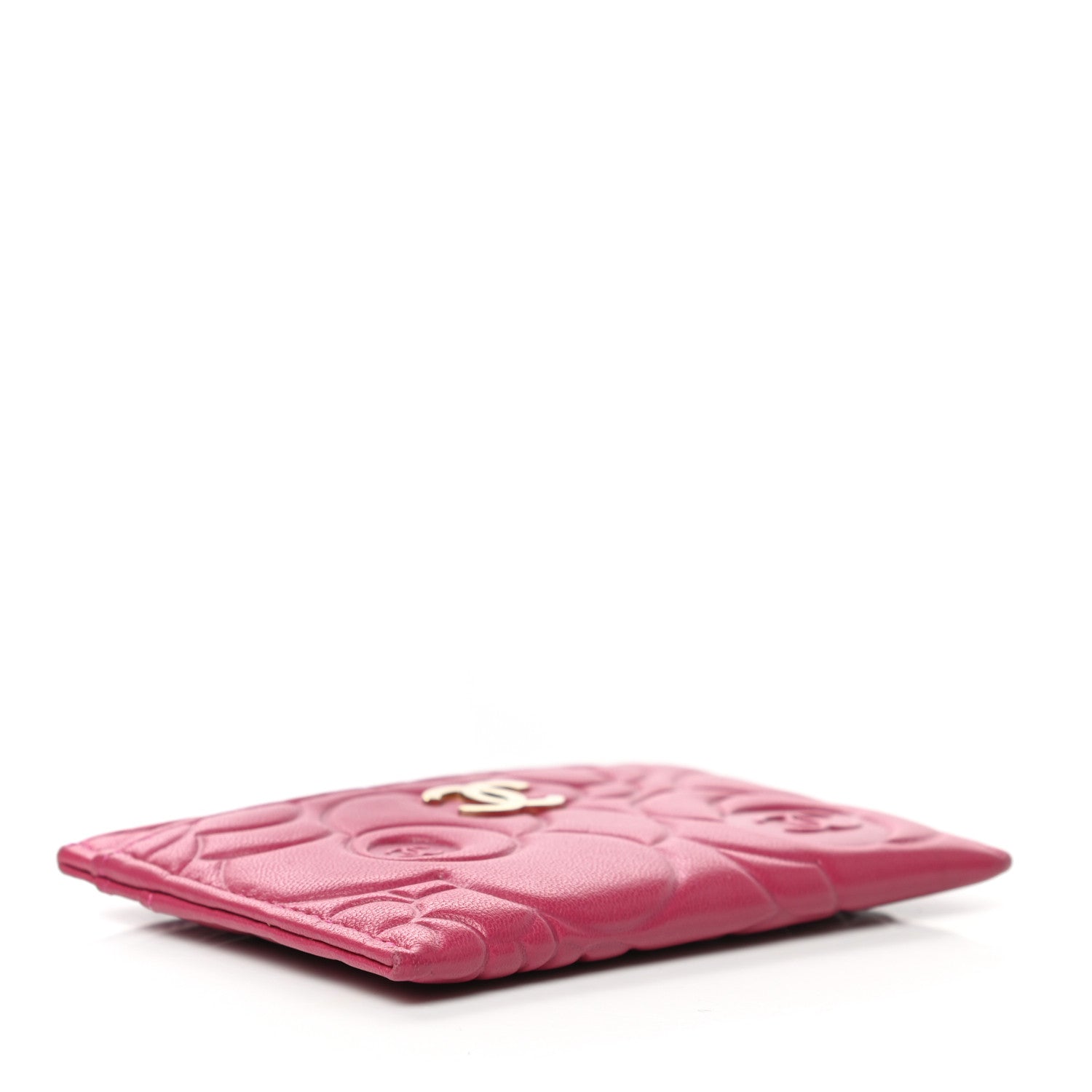 Chanel Lambskin Camellia Embossed Card Holder Fuchsia 4 of 13