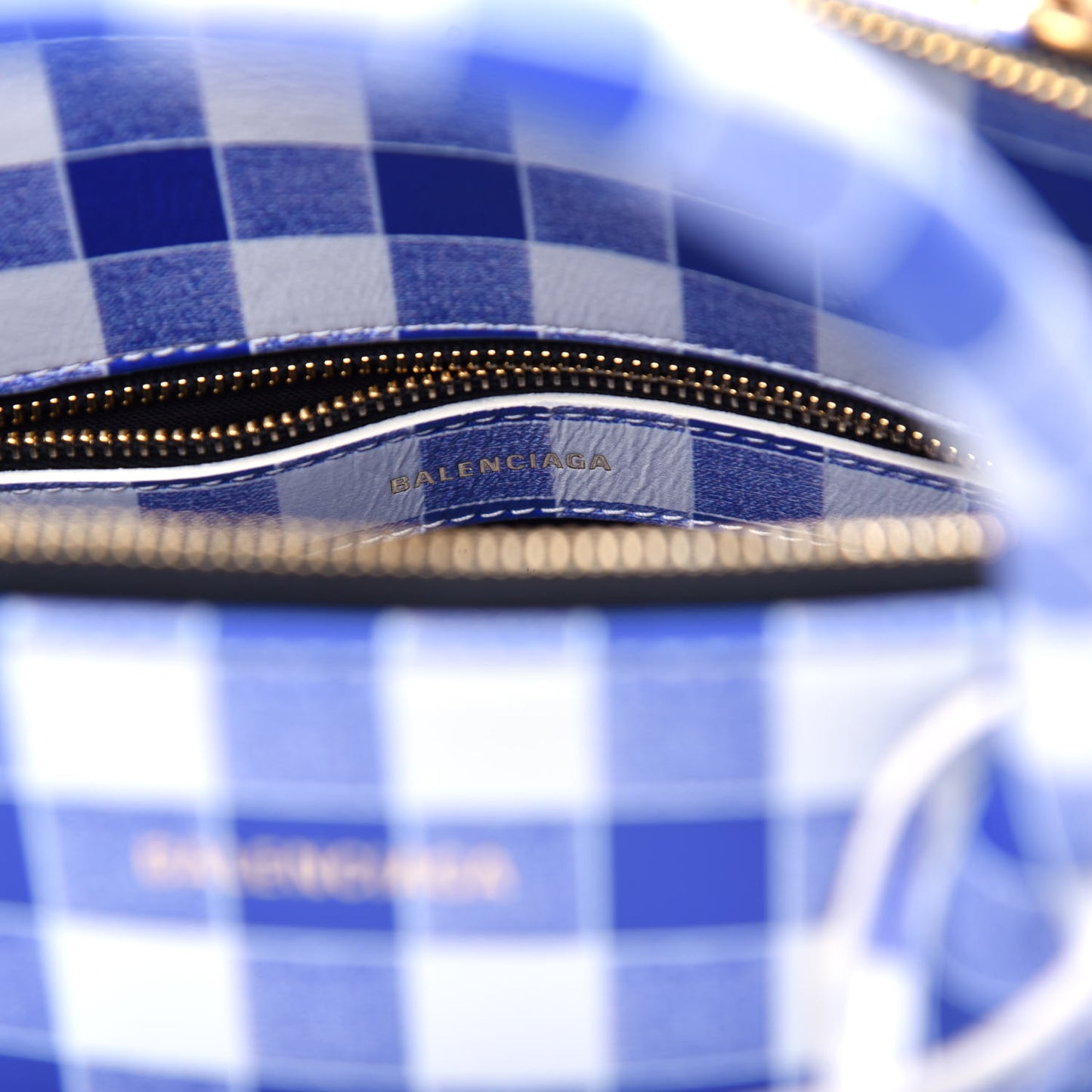 Calfskin Checked S Ville Top Handle Bag Bleu