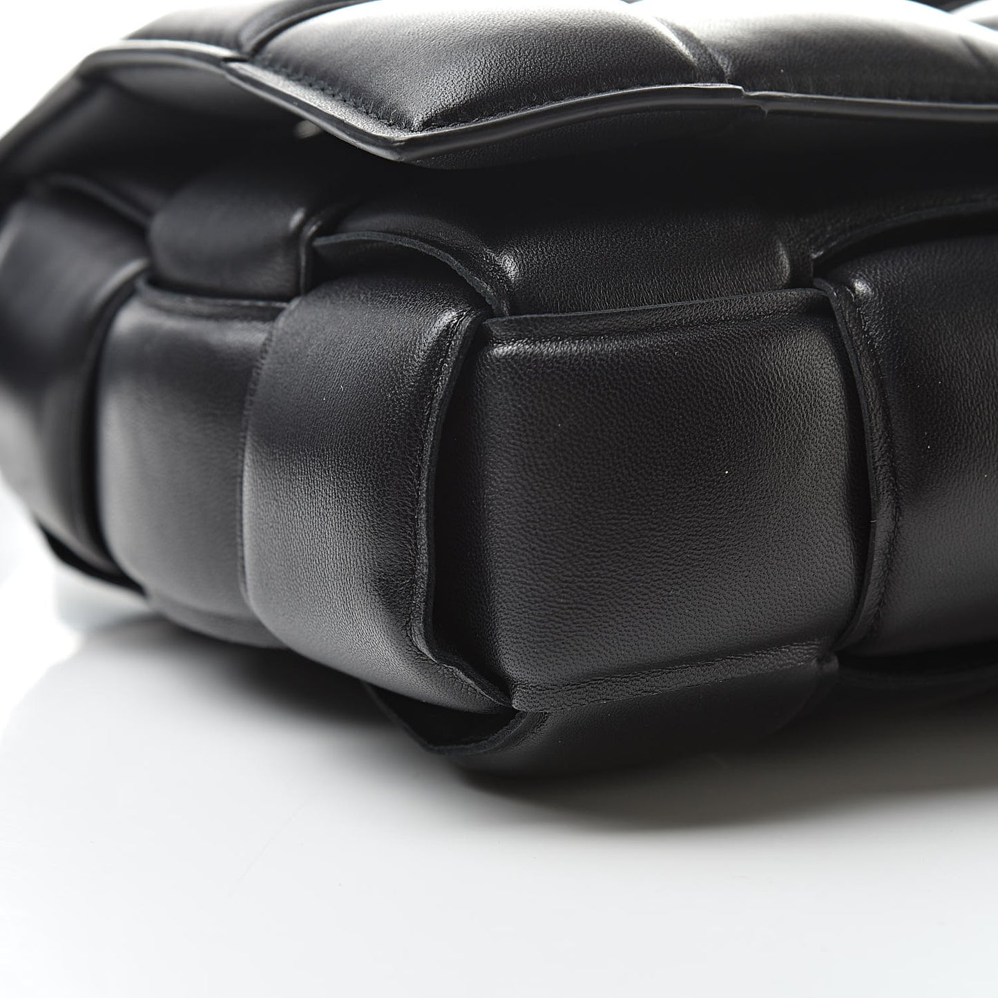 Paper Calfskin Maxi Intreccio Padded Cassette Crossbody Bag Black