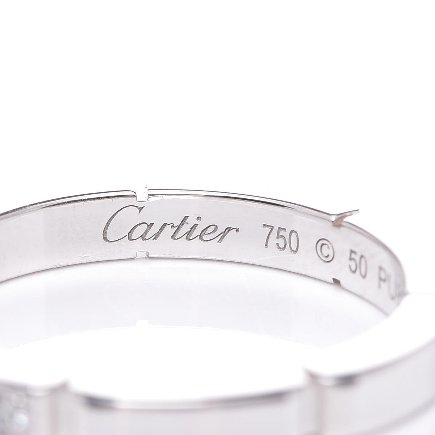 18K White Gold Diamond Maillon Panthere Wedding Band Ring 50 5.25