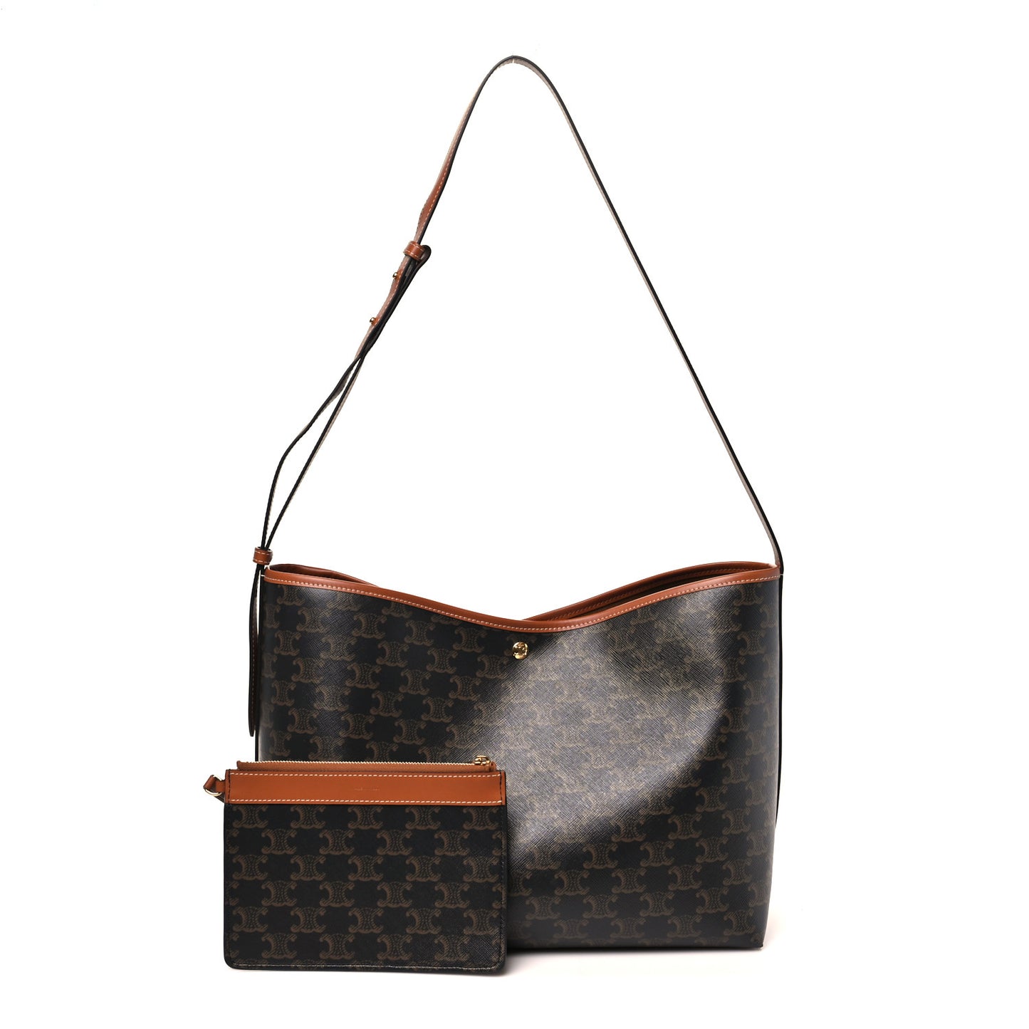 Triomphe Canvas Calfskin Shopper Tote Tan