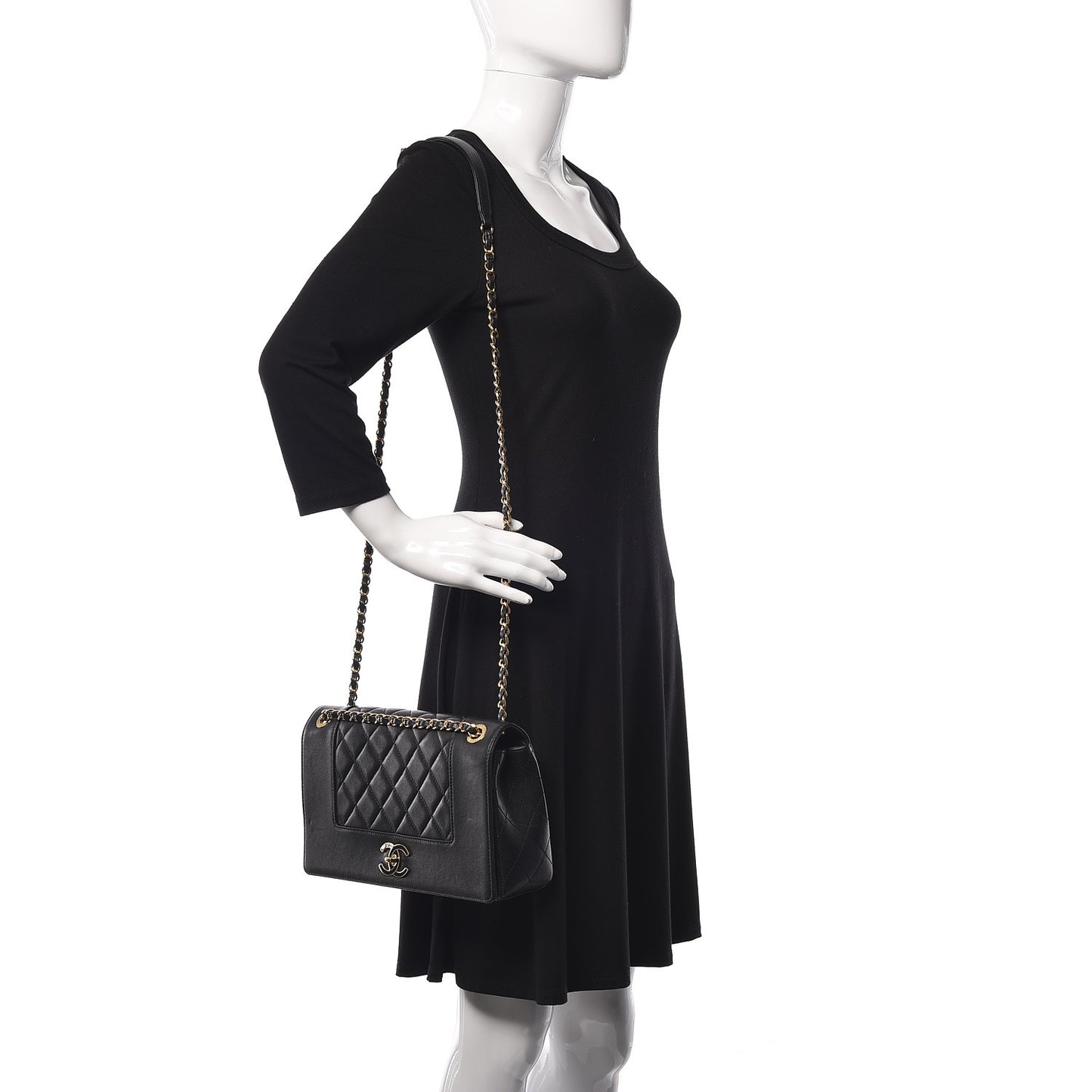Sheepskin Quilted Vintage Mademoiselle Flap Black