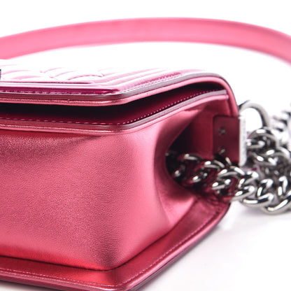 Chanel Metallic Patent Calfskin Quilted Small Boy Flap Pink 9 of 9