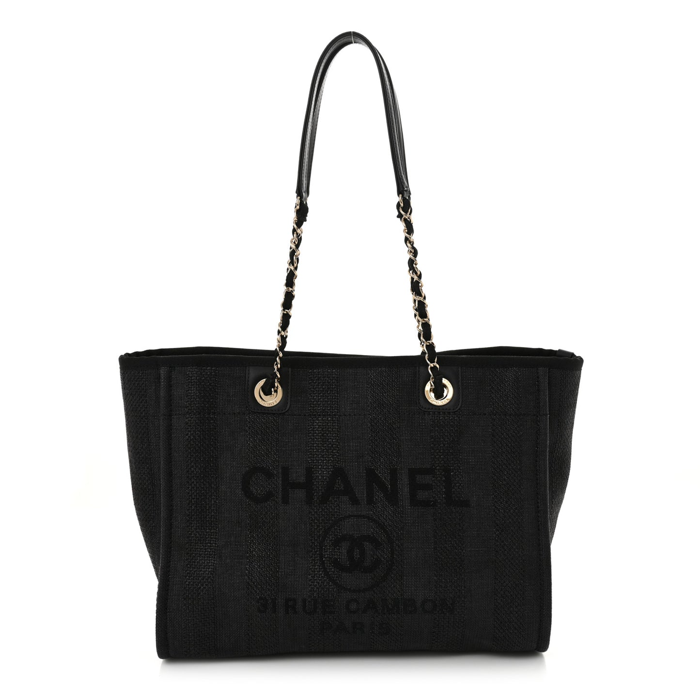 Mixed Fibers Striped Small Deauville Tote Black