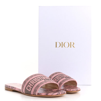 Christian Dior Canvas Toile De Jouy Embroidered Dway Flat Slide Sandals 36 Chateau Rose 10 of 10