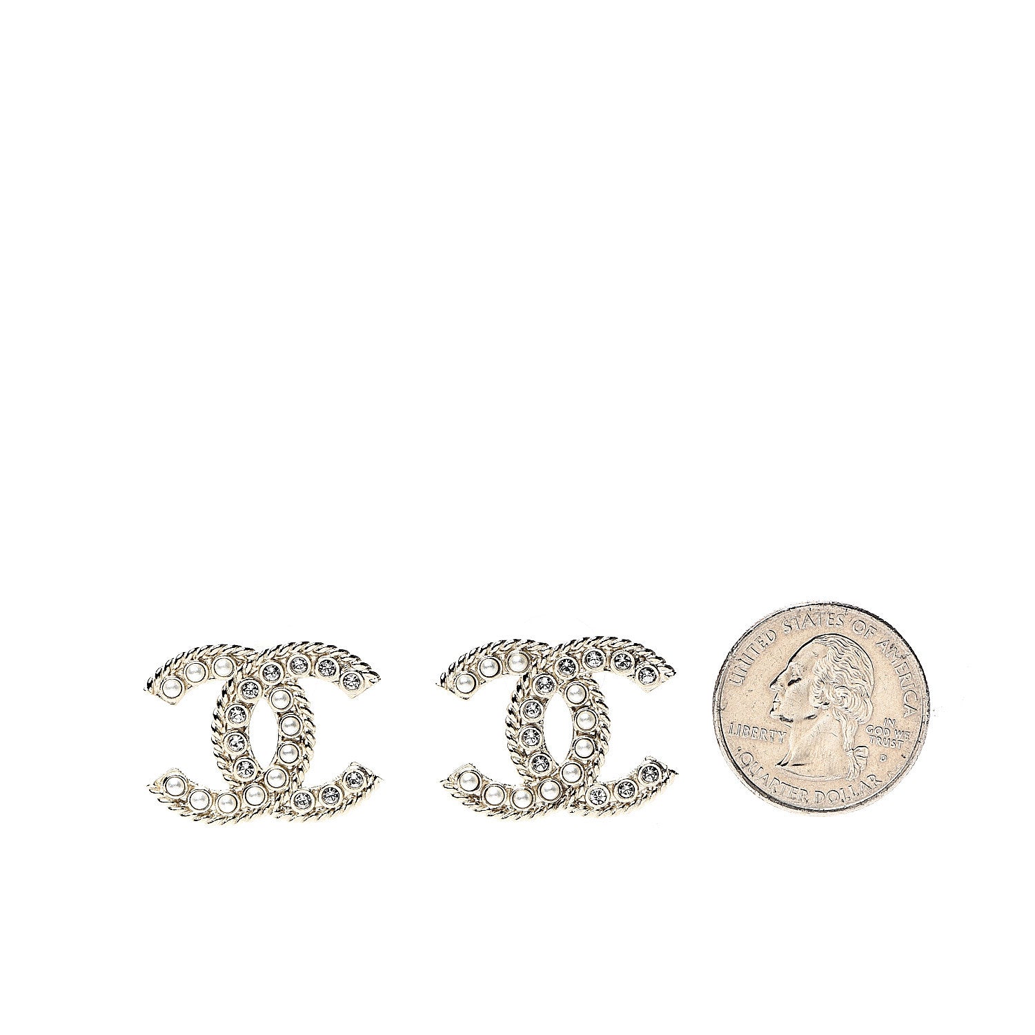 Chanel Pearl Crystal April In Paris CC Earrings Light Gold 2 of 5