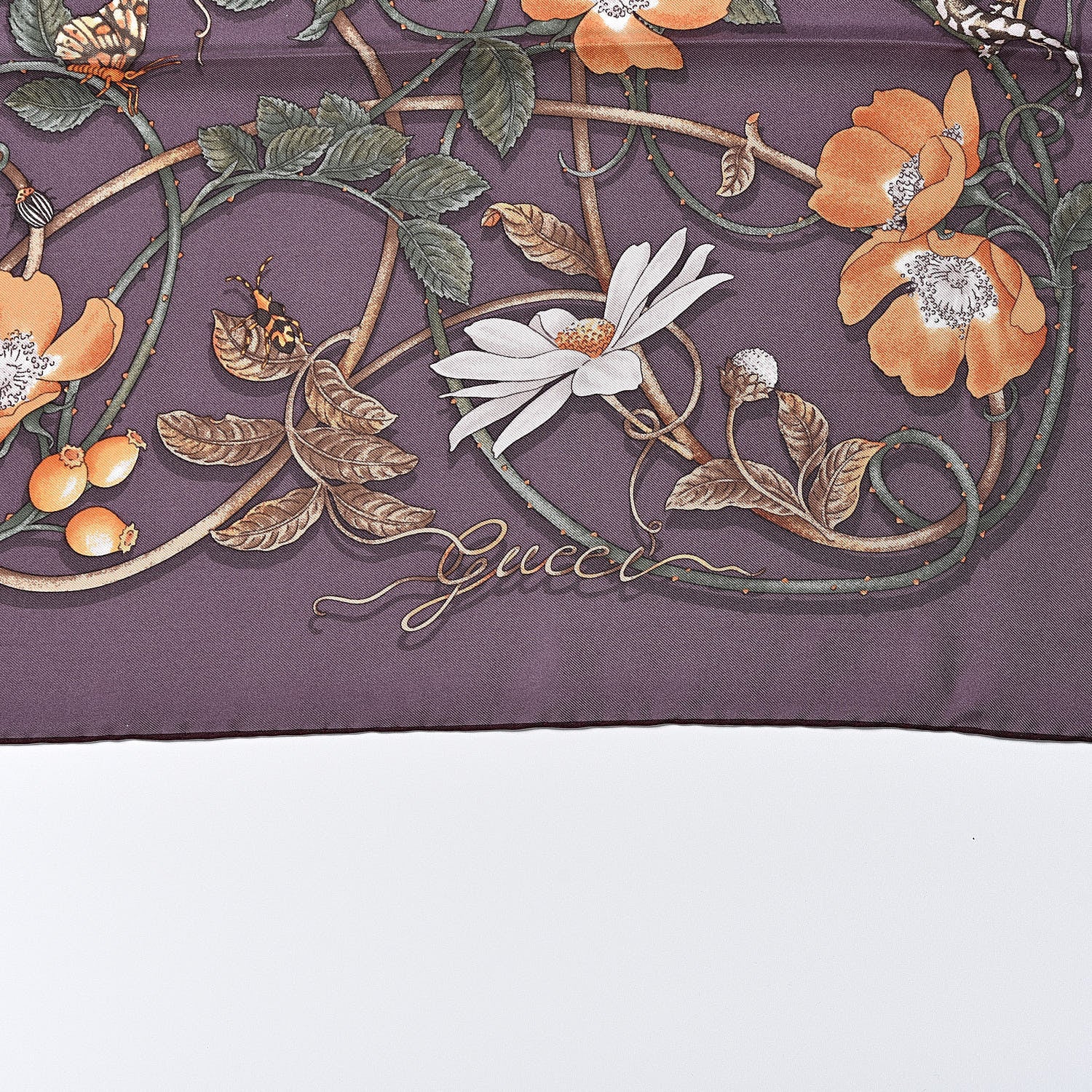 Gucci Silk Floral Scarf Purple 3 of 5
