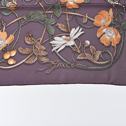 Gucci Silk Floral Scarf Purple 3 of 5