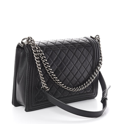 Chanel Lambskin Quilted Large Boy Flap Black 2 of 9
