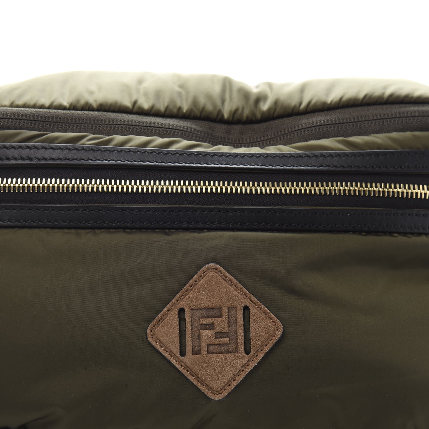 Fendi Nylon Dolmias Vitello Grace FF Convertible Drawstring Backpack Military Brown Tortora 17 of 17