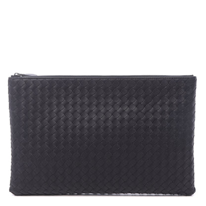 Bottega Veneta Nappa Intrecciato Large Flat Zip Biletto Pouch Black 1 of 8