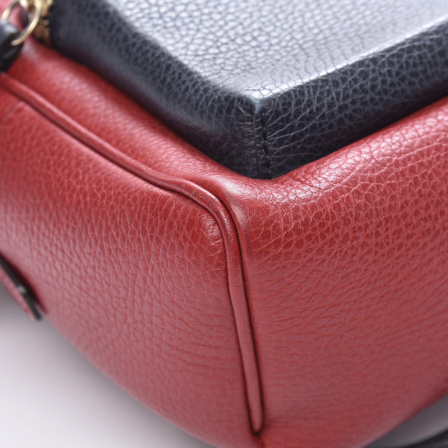 Pebbled Calfskin Bi-Color Soho Chain Backpack Red Navy