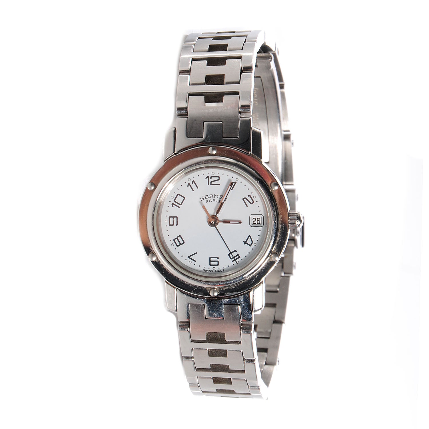 Hermes Stainless Steel 24mm Clipper Quartz Watch White 2 of 9